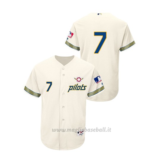 Maglia Baseball Hombre Seattle Mariners 7 Marco Gonzales Turn Back The Clock Autentico Cream